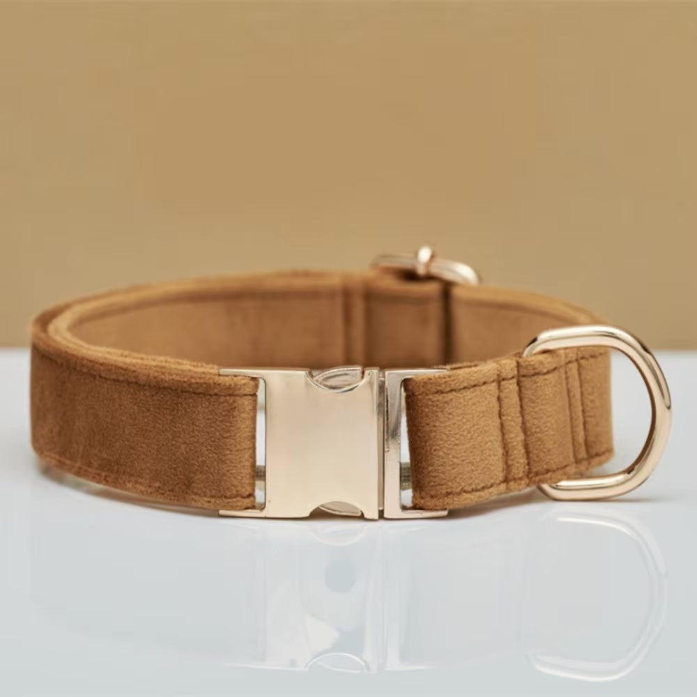 Personligt sammet hundhalsband "Emilia" med gravyr – Justerbart & Elegant