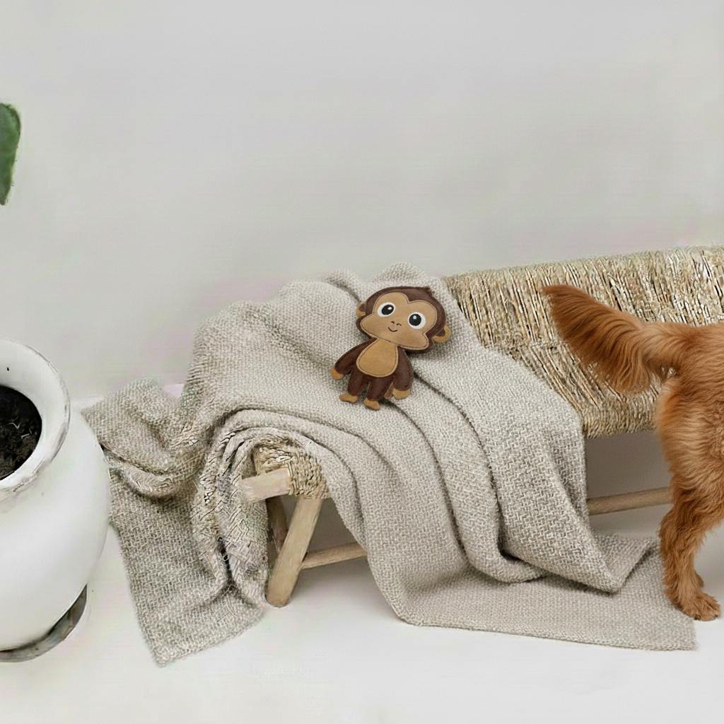 BUDDY. Hund leksak i läder "Apa"