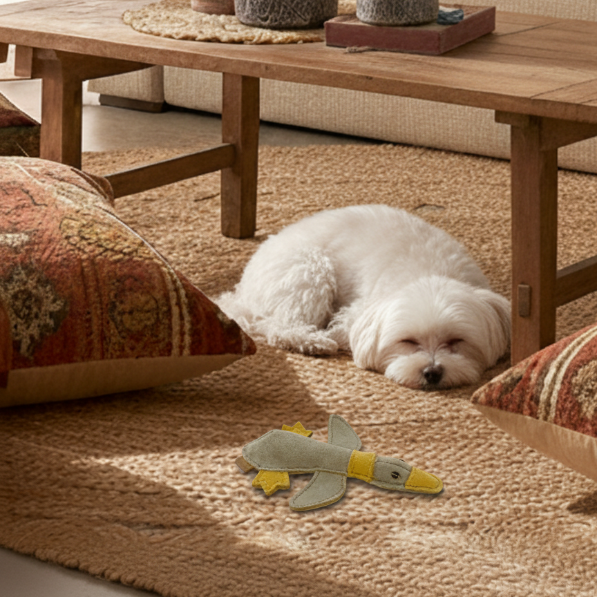 BUDDY. Hundleksak i läder "Liten Anka"