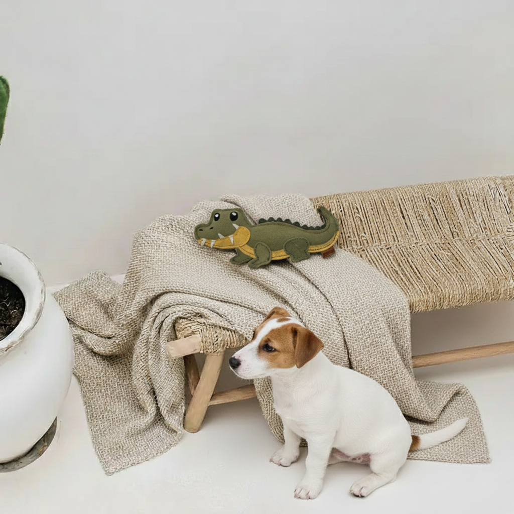 BUDDY. Hund leksak av läder "Krokodil"