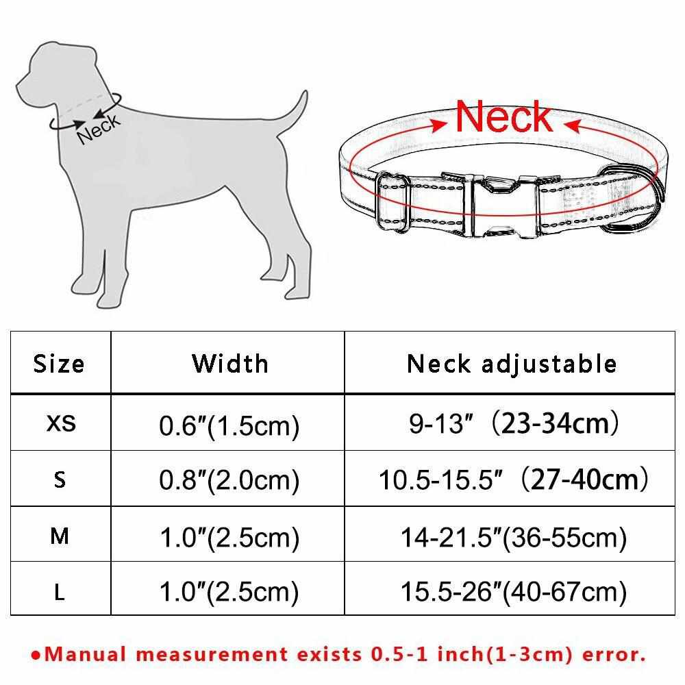 Stark reflektierendes Hundehalsband aus Nylon mit Gravur