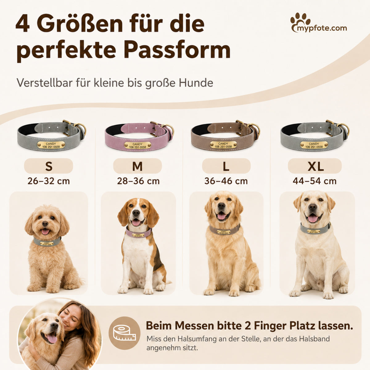 Vackert reflekterande hundhalsband med ingraverat namn 