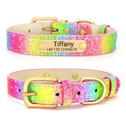 Hundhalsband "Tiffany" personligt med namn och telefonnummer. Lasergravyr ingår.