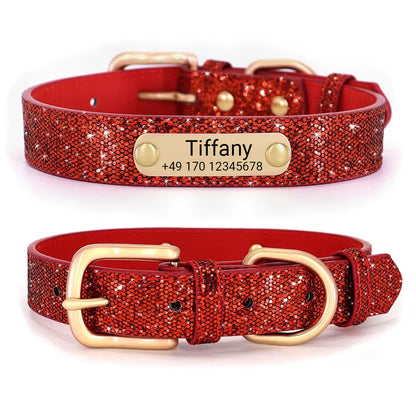 Hundhalsband "Tiffany" personligt med namn och telefonnummer. Lasergravyr ingår.