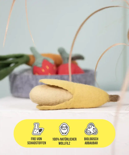 BUDDY. Hund leksak av ullfilt "Banane" 