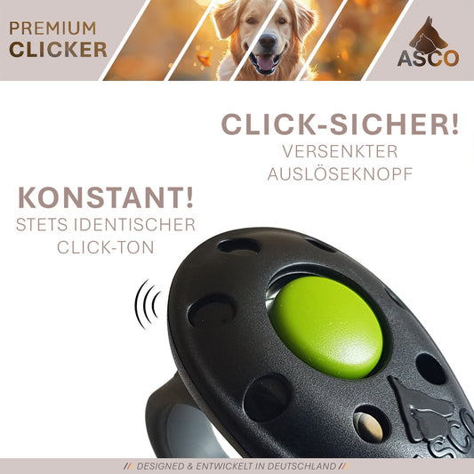 ASCO Finger Clicker - Klickerträning med premiumklicker för hundar, katter och hästar