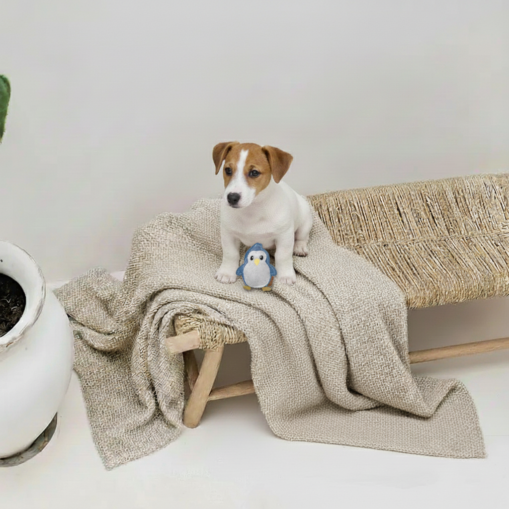 BUDDY. Hundeleksak i läder "Liten Pingvin" 