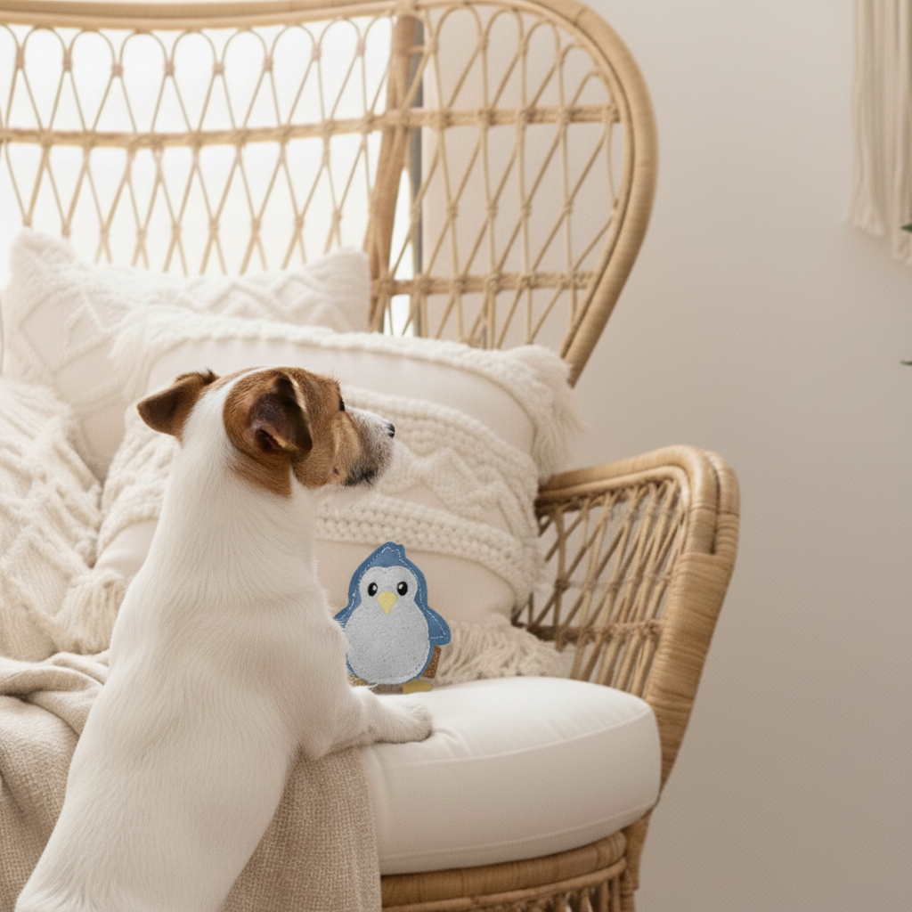 BUDDY. Hundeleksak i läder "Liten Pingvin" 