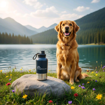 3-in-1 Hunde Trinkflasche "Peluna" – Wasser & Futter für unterwegs aus Edelstahl